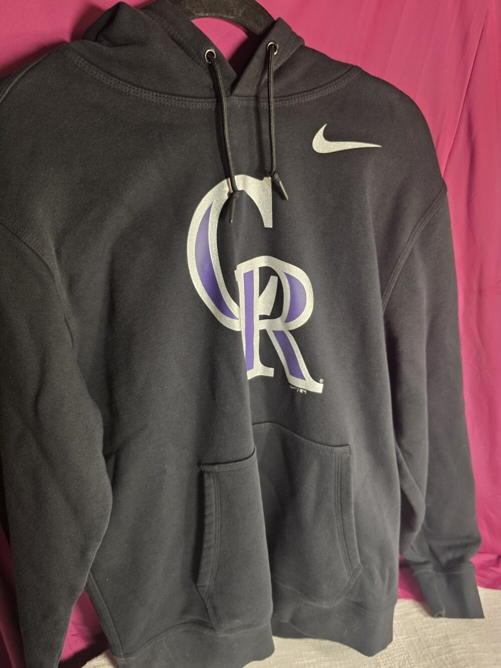 Nike MLB Colorado Rockies Black Purple Hoodie Sweatshirt Size XL Unisex